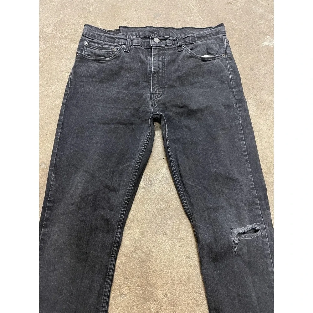 Levis 511 Jeans Mens‎ 36x32 Black Denim Slim Straight Stretch Zip Fly Distressed